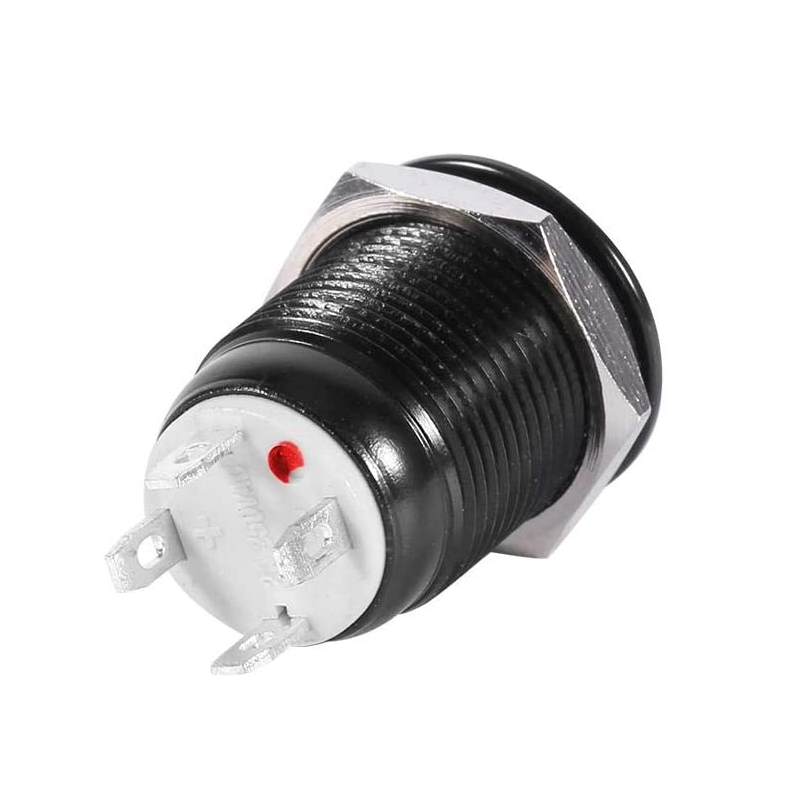 Interruptor pulsador momentaneo 12V 2A 12mm 1 NO LED Blanco - imagen 2