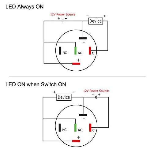 Interruptor pulsador momentaneo 12V 2A 12mm 1 NO LED Blanco - imagen 6