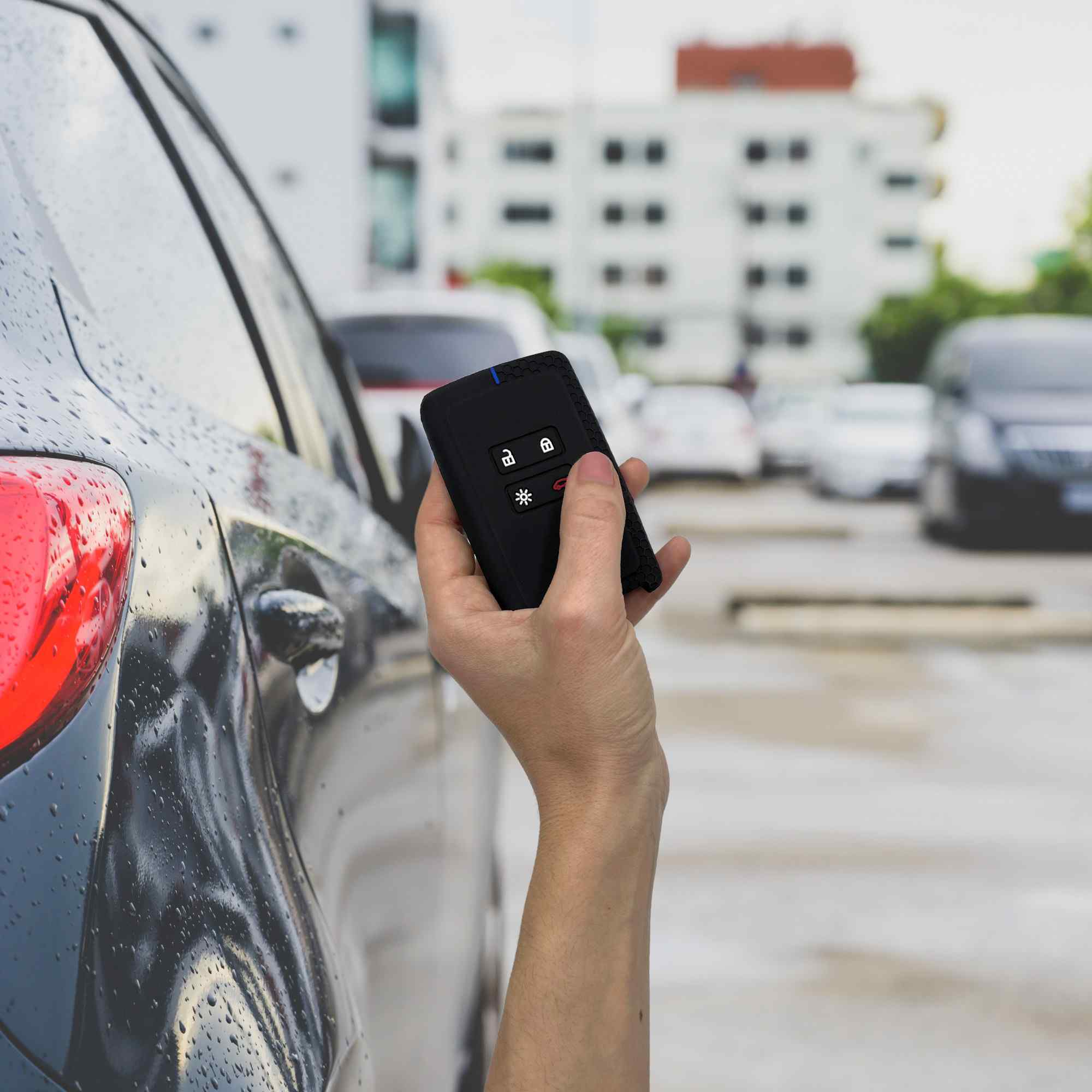 Funda silicona mando llave del coche 4 botones compatible con Renault y Dacia negro azul - imagen 6