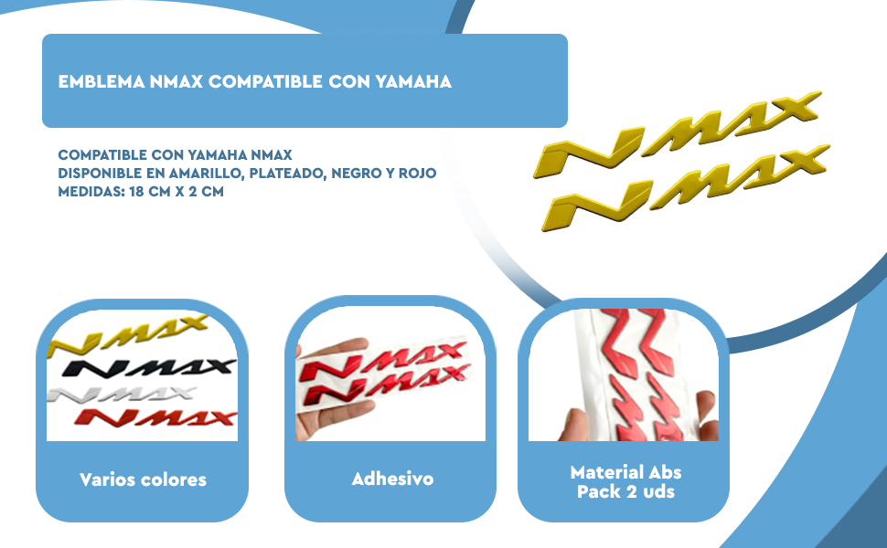 Banner - Emblema NMAX compatible con Yamaha dorado brillo (2 uds)