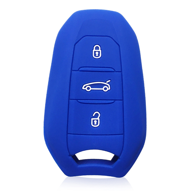 Funda silicona mando llave coche 3 botones compatible con Peugeot Azul - imagen 1