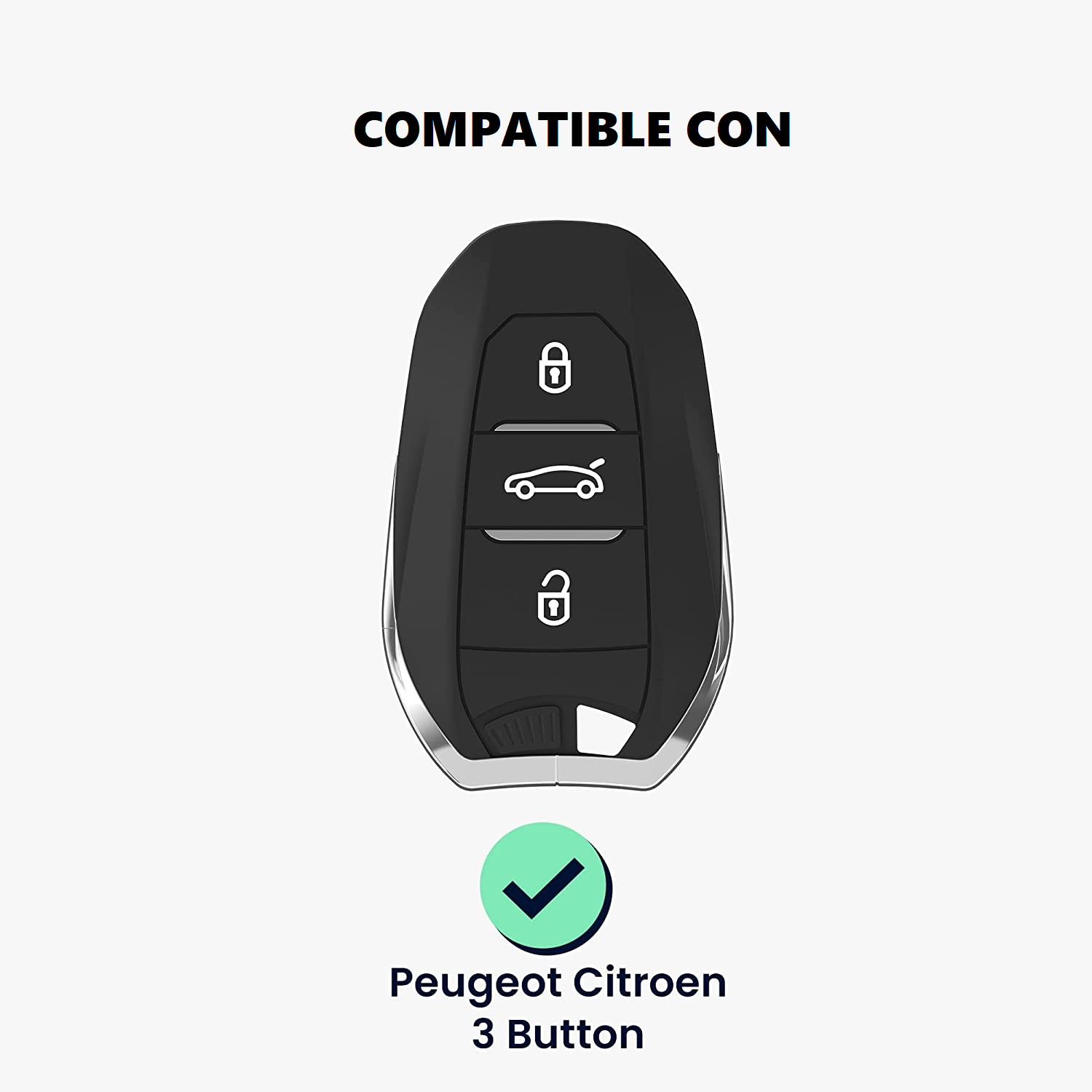 Funda silicona TPU mando llave coche 3 botones compatible con Peugeot Azul - imagen 1