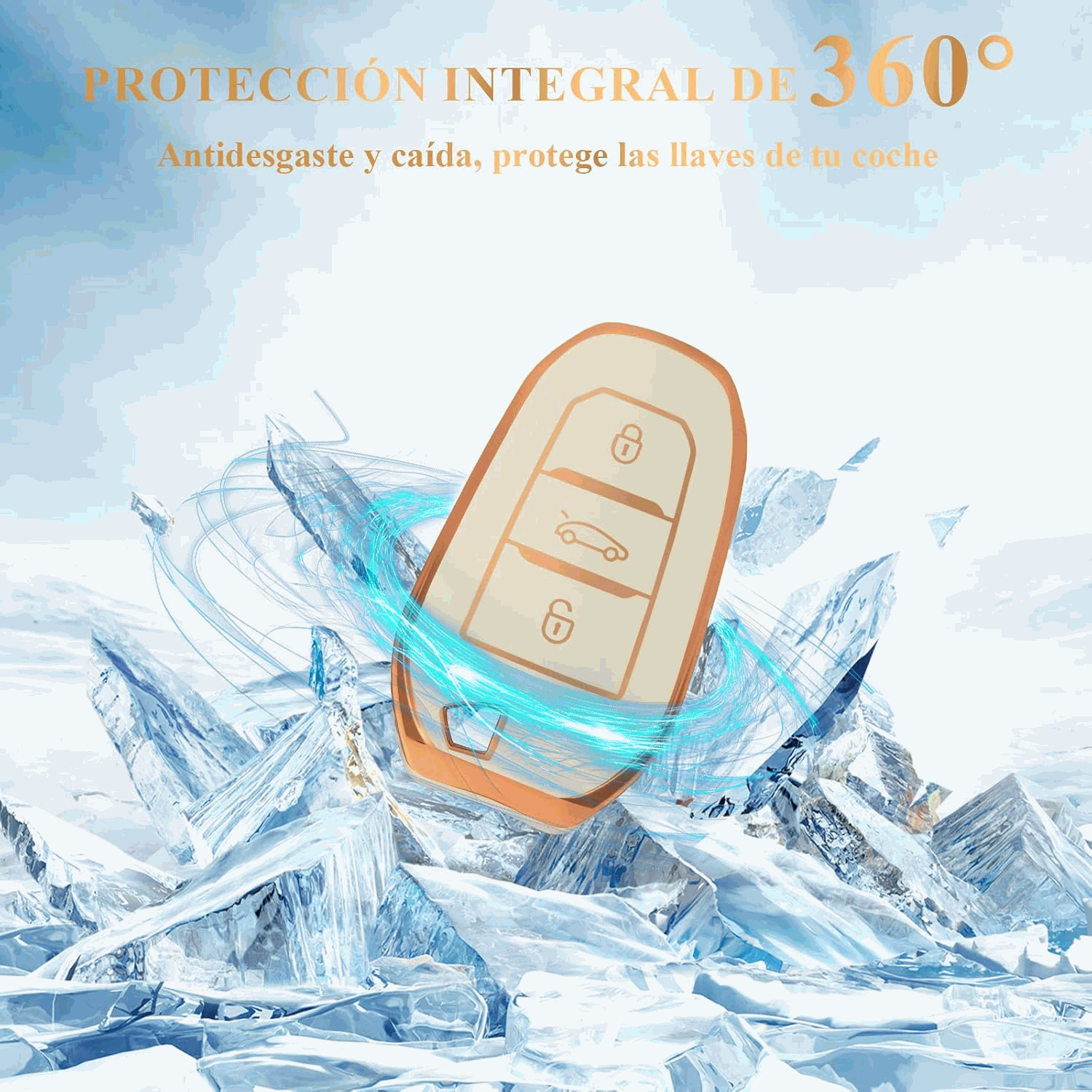 Funda silicona TPU mando llave coche 3 botones compatible con Peugeot Azul - imagen 3