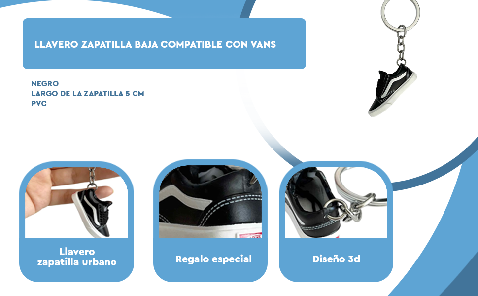 Banner - Llavero Zapatilla vans Casual Negra y blanca