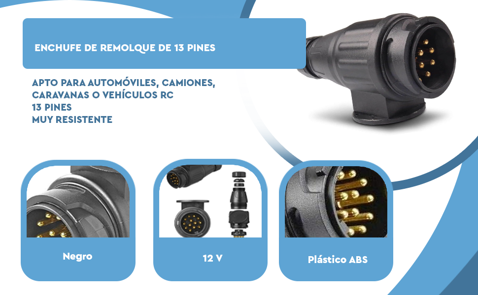 Banner - Enchufe de Remolque de 13 Pines 12V Negro