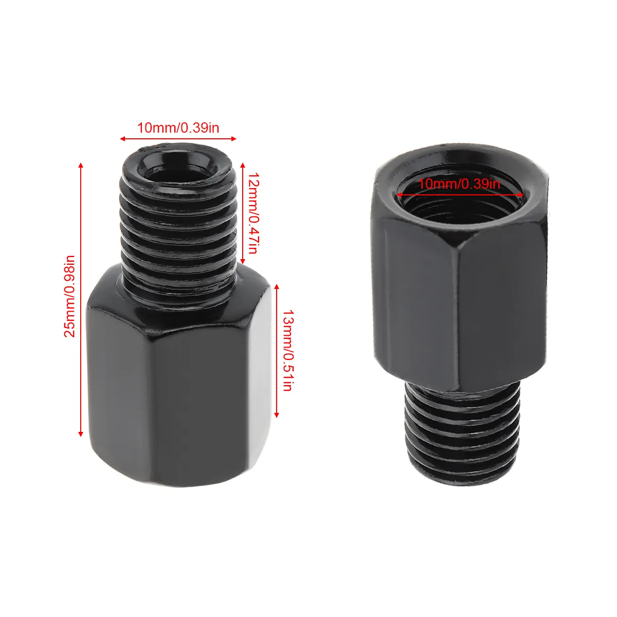 Adaptadores de espejo retrovisor M10 a M10 giro izquierda (2 uds) negro - imagen 5