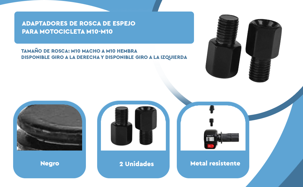 Banner - Adaptadores de espejo retrovisor M10 a M10 giro izquierda (2 uds) negro