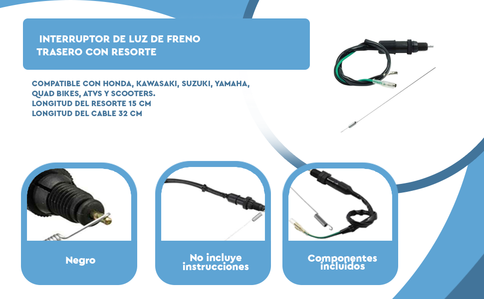 Banner - Interruptor de luz de freno trasero con resorte Compatible con Honda Kawasaki Suzuki