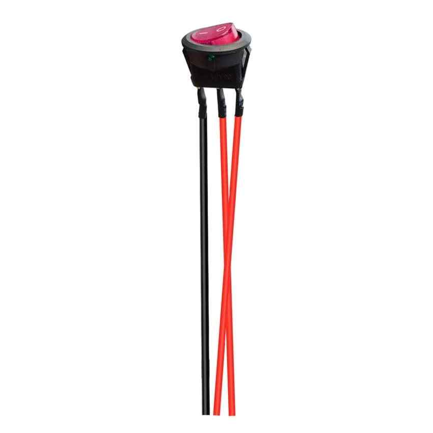 Interruptor redondo con cable basculante de 3 vias ON/OFF 20A 12V DC SPST rojo