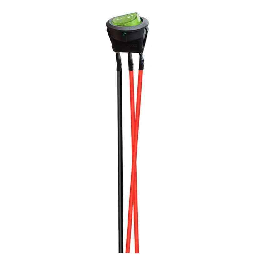 Interruptor redondo con cable basculante de 3 vias ON/OFF 20A 12V DC SPST verde - imagen 1