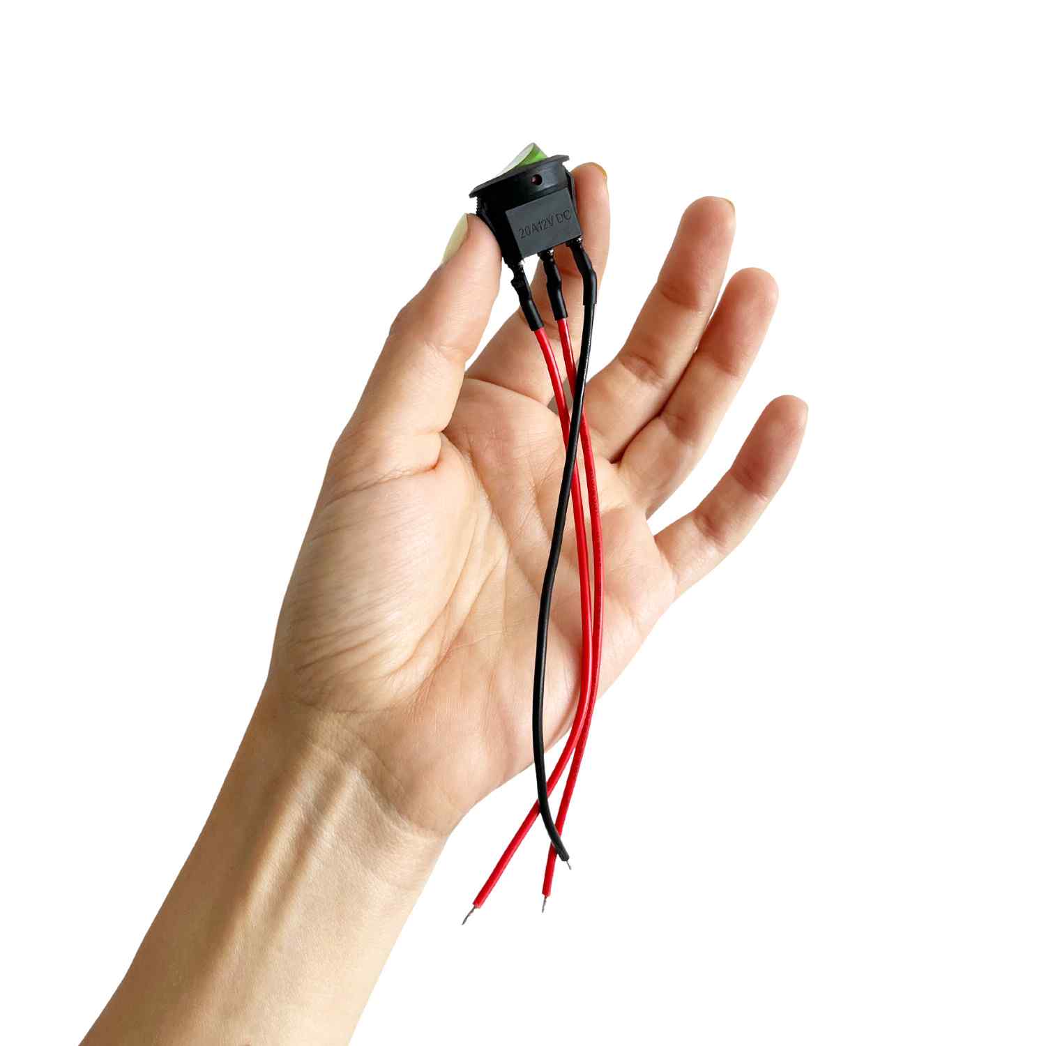 Interruptor redondo con cable basculante de 3 vias ON/OFF 20A 12V DC SPST verde - imagen 5