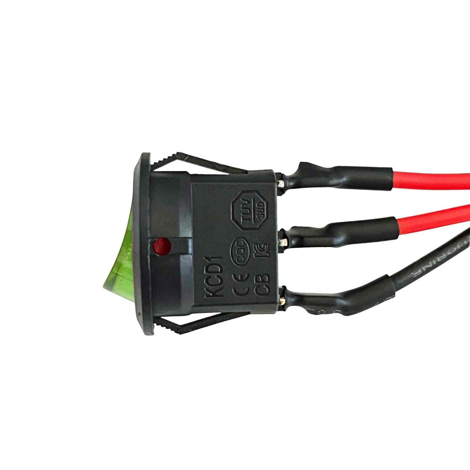 Interruptor redondo con cable basculante de 3 vias ON/OFF 20A 12V DC SPST verde - imagen 6