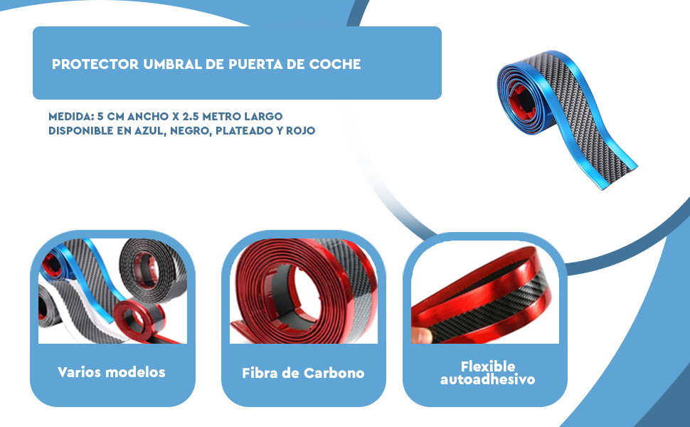 Banner - Protector Umbral de Puerta de Coche Fibra de Carbono rojo 5 cm