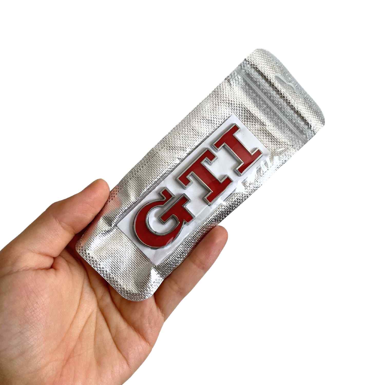Emblema adhesivo GTI compatible con VW rojo brillo - imagen 5