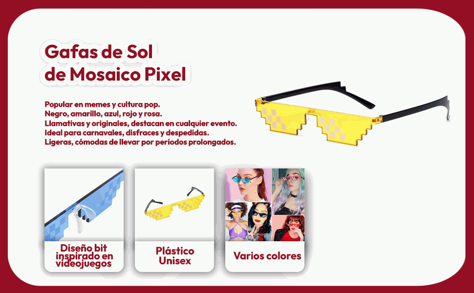 Banner - Gafas de Sol de Mosaico Thug Life unisex v2 rosa