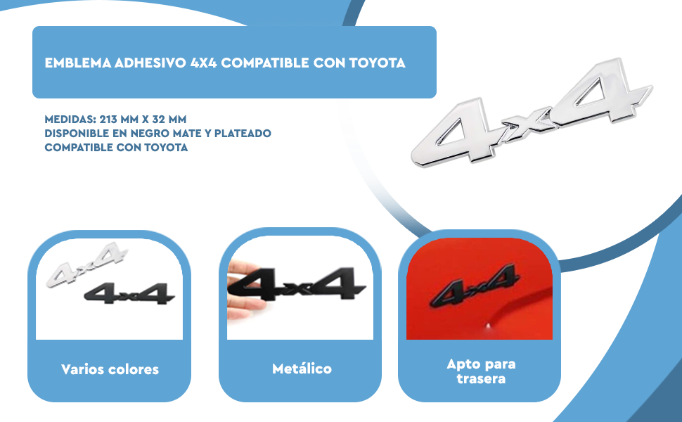 Banner - Emblema Adhesivo 4x4 metal para para SUV 4WD negro