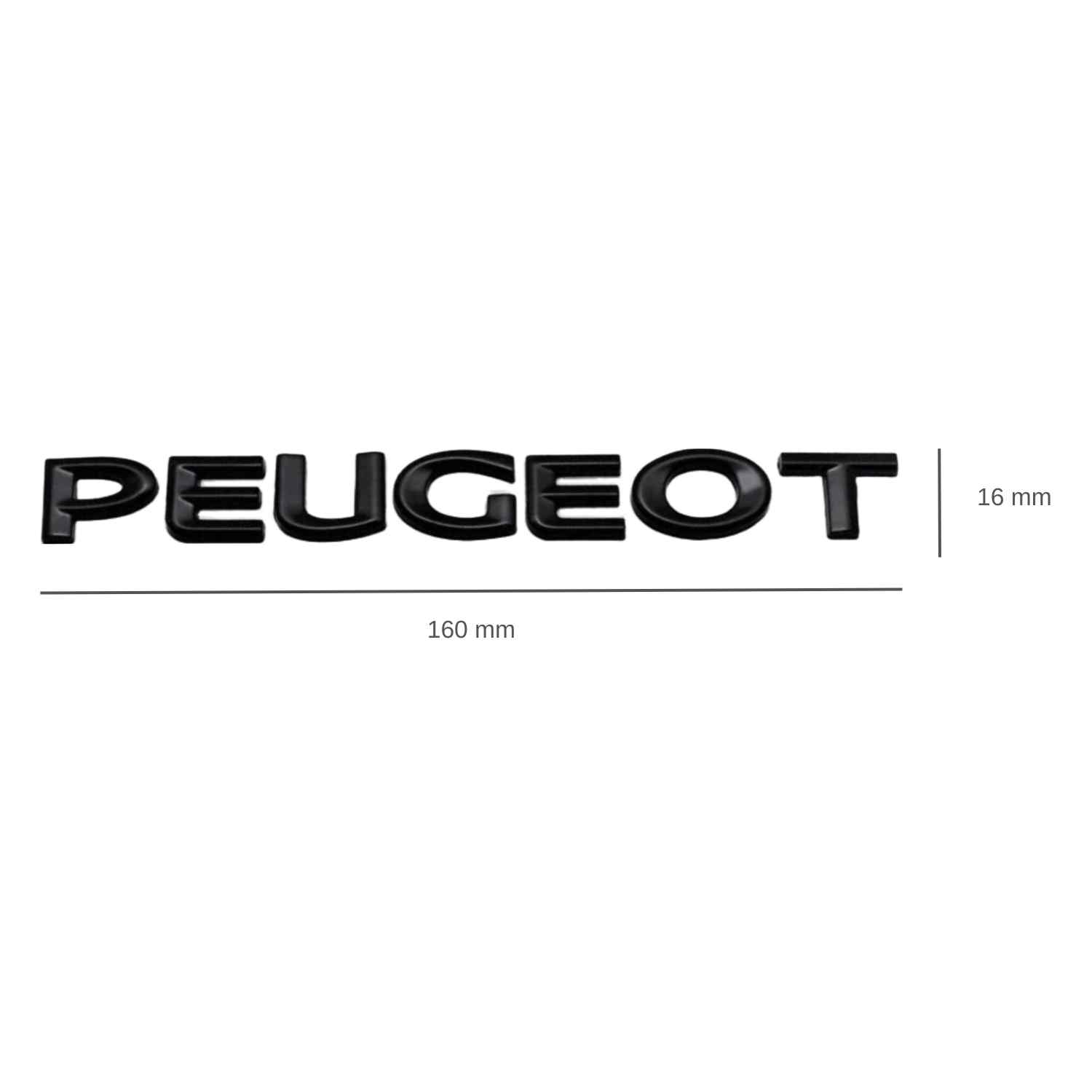 Emblema adhesivo de letras compatible con Peugeot negro brillo 164 mm - imagen 2
