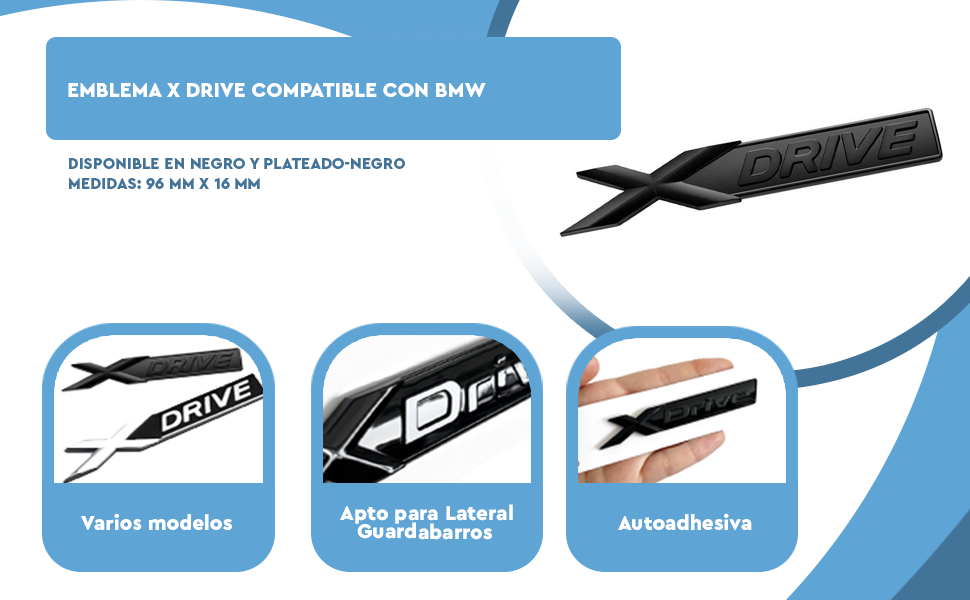 Banner - Emblema Adhesivo X-drive Para Lateral Guardabarros Compatible Con Bmw negro