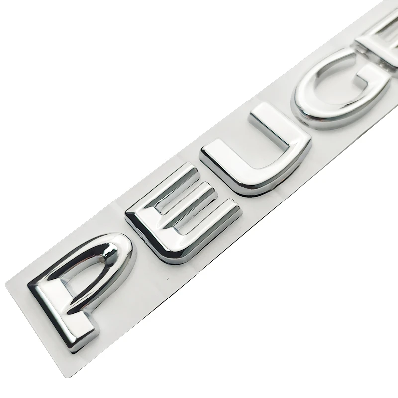 Emblema adhesivo de letras compatible con Peugeot plateado brillo 195 mm - imagen 2