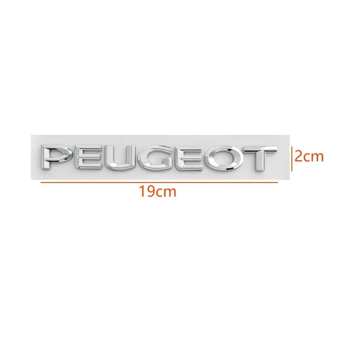 Emblema adhesivo de letras compatible con Peugeot plateado brillo 195 mm - imagen 4