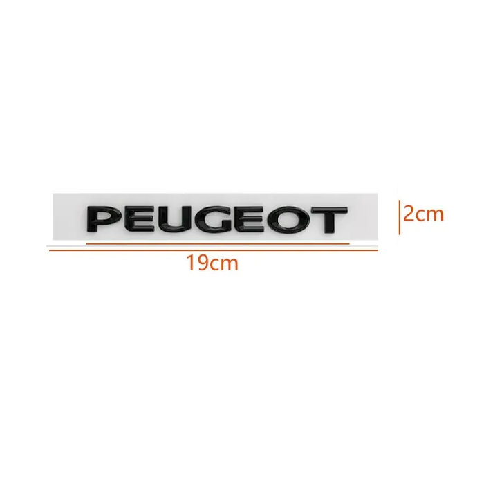 Emblema adhesivo de letras compatible con Peugeot negro brillo 195 mm - imagen 2