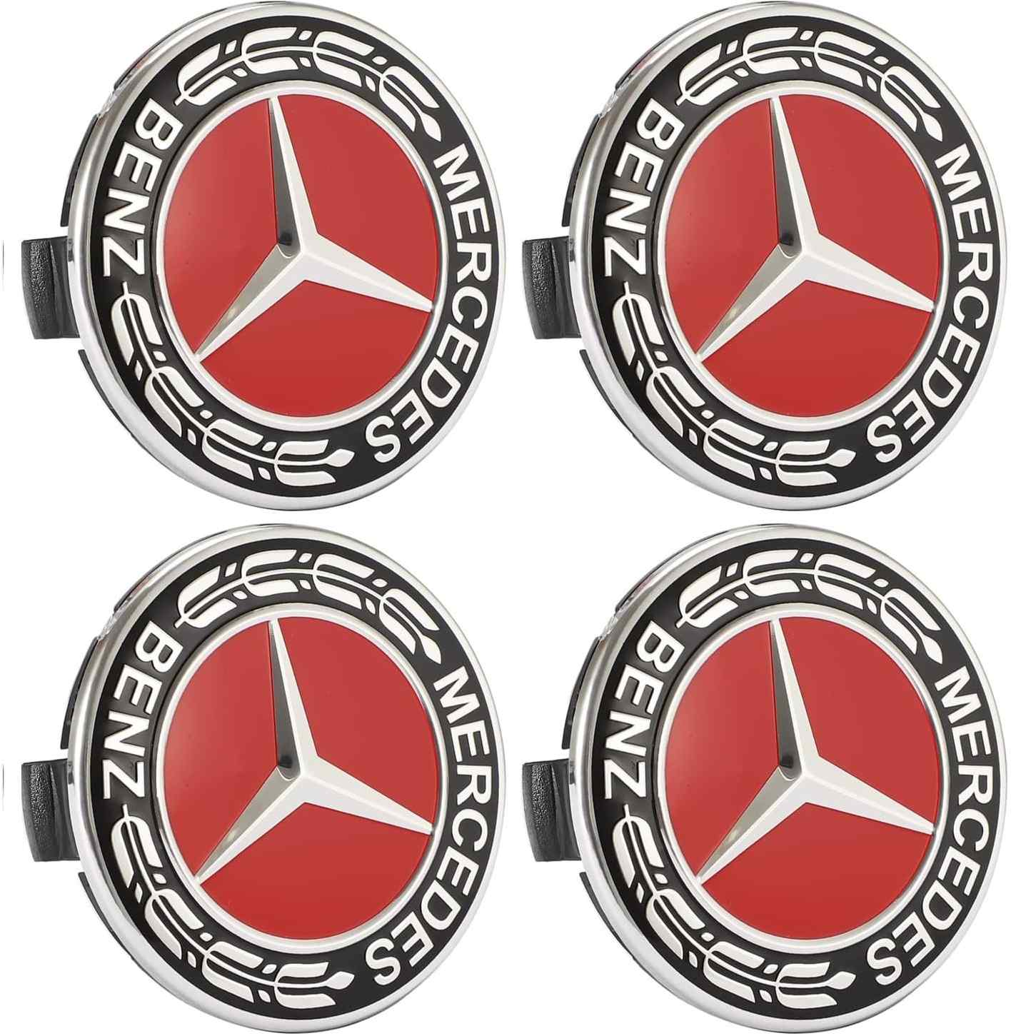 Embellecedor para llanta compatible con Mercedes 75 mm (4 uds) rojo negro - imagen 1