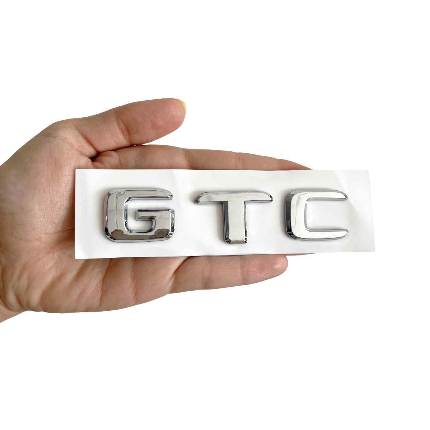 Emblema adhesivo plástico GTC compatible con Volkswagen plateado brillo - imagen 3