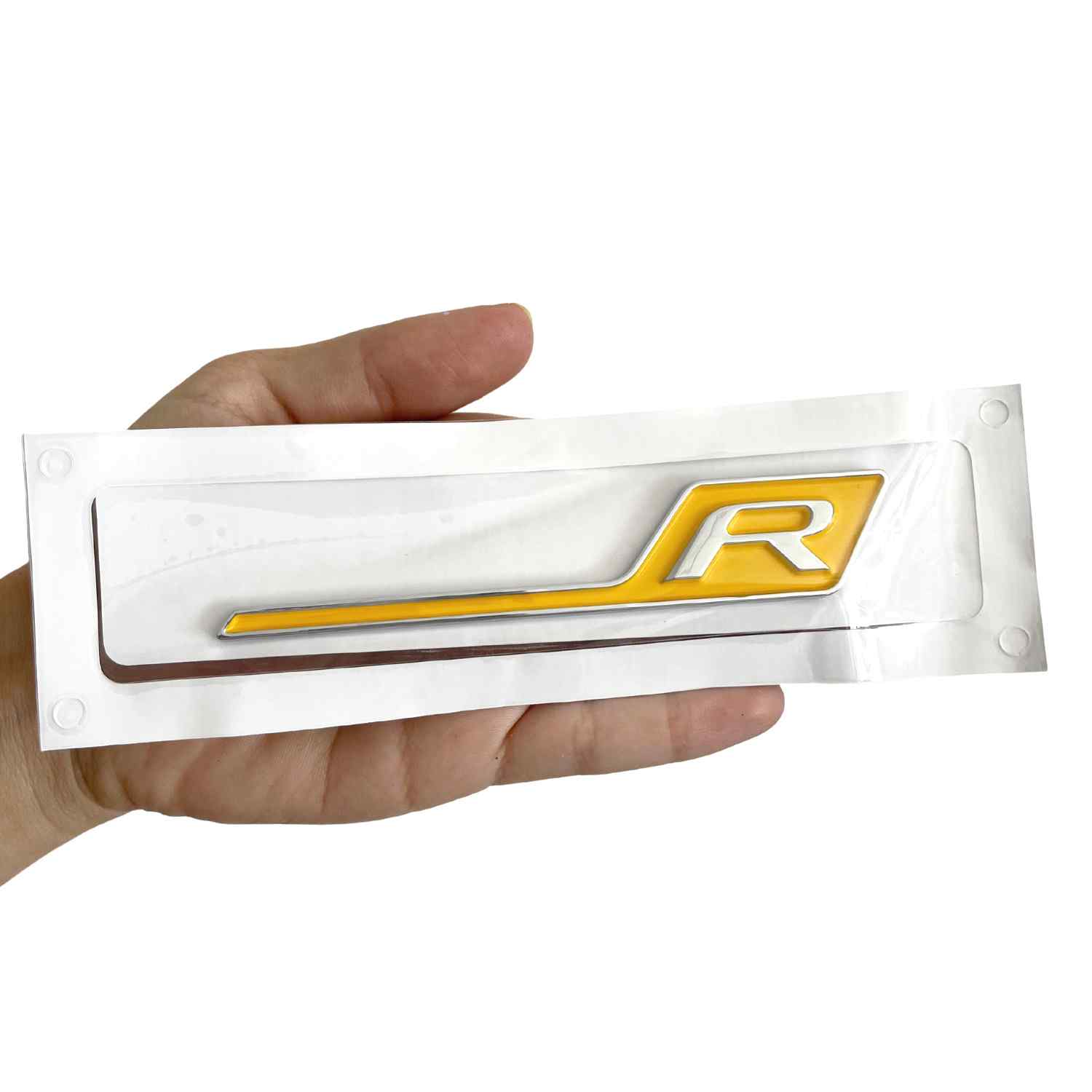 Emblema R Adhesivo plastico compatible con Mercedes amarillo plateado - imagen 3