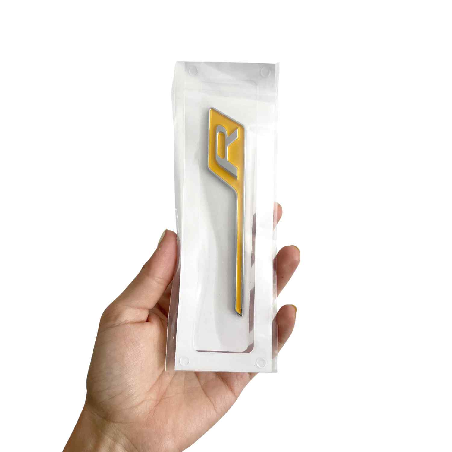 Emblema R Adhesivo plastico compatible con Mercedes amarillo plateado - imagen 4