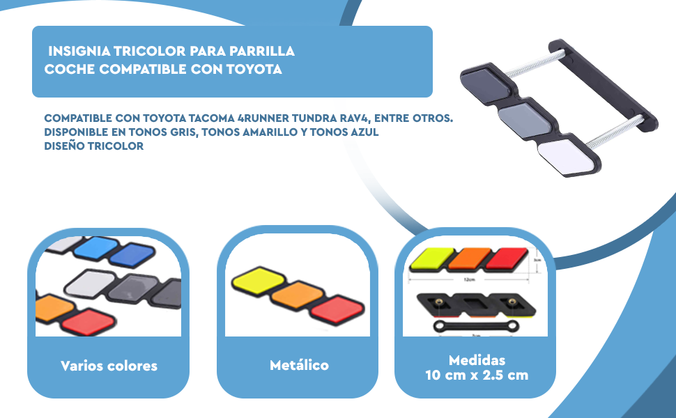 Banner - Emblema parrilla tricolor Compatible con Toyota Tacoma 4Runner Tundra Rav4 Azul