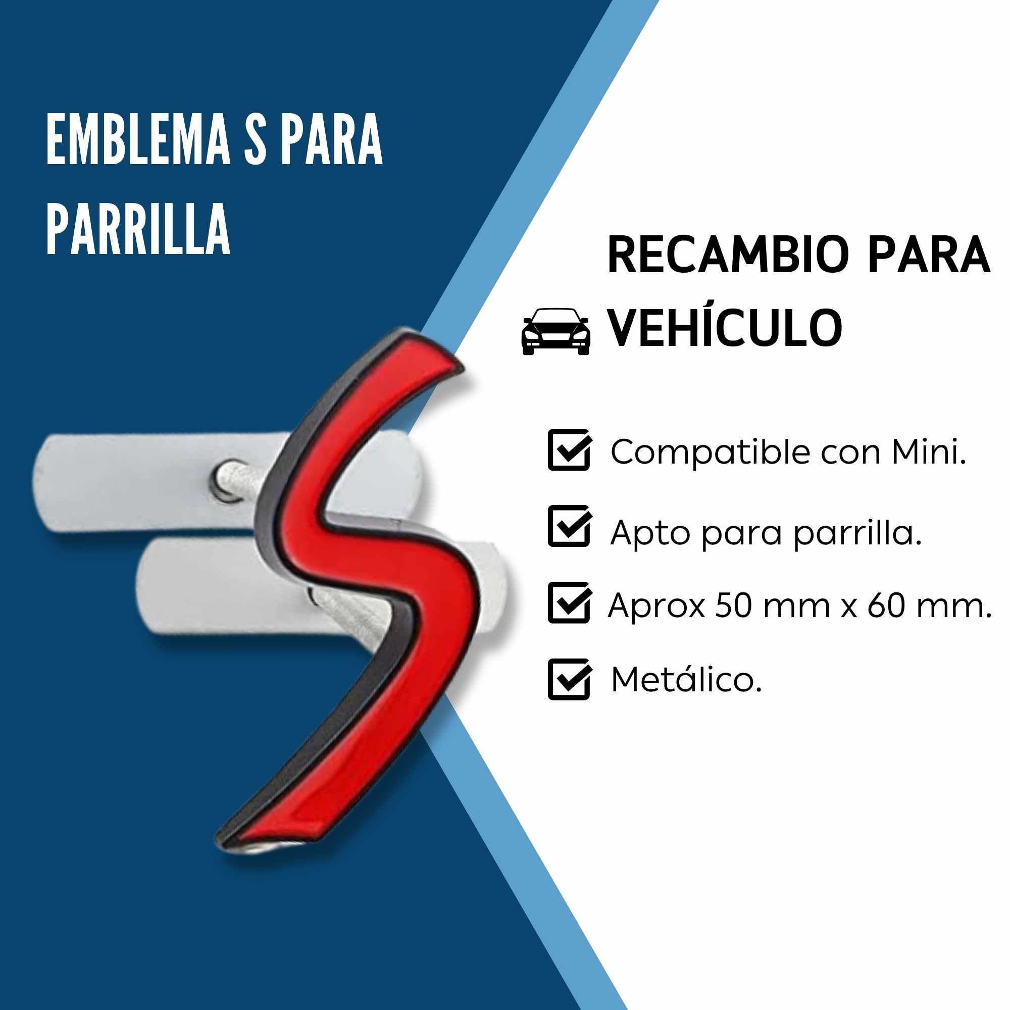 Emblema Logo S parrilla compatible con Mini negro rojo - imagen 2