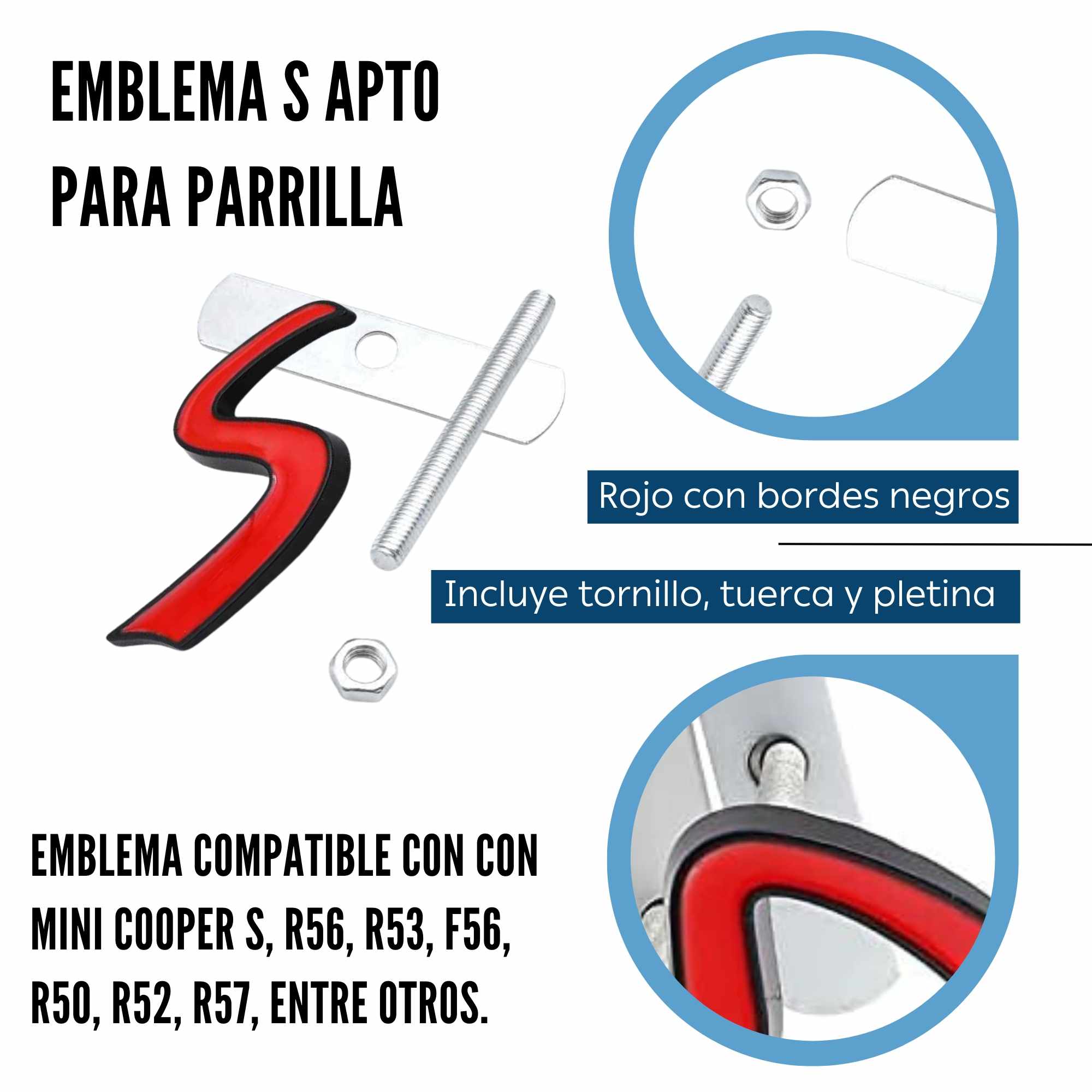 Emblema Logo S parrilla compatible con Mini negro rojo - imagen 4