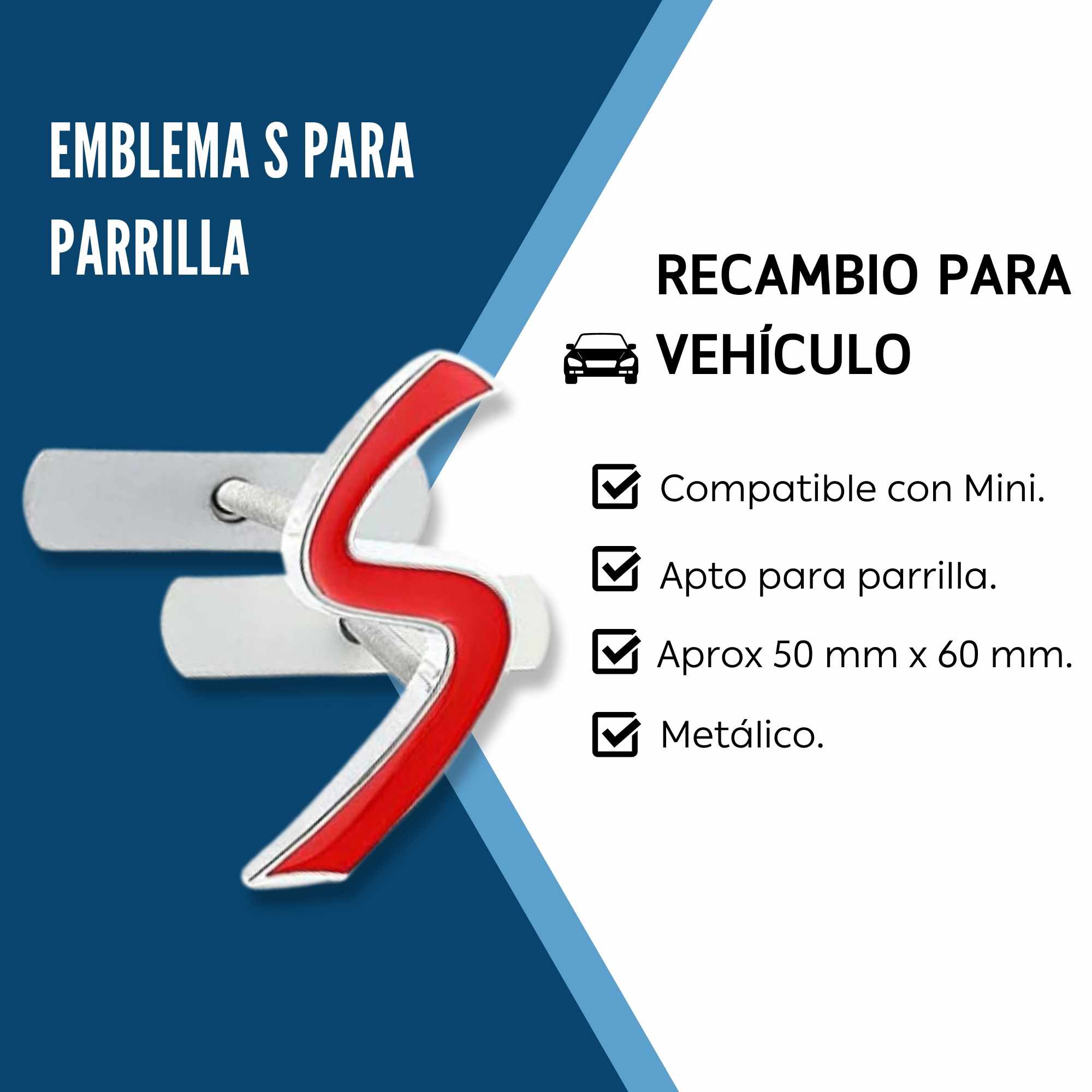 Emblema Logo S parrilla compatible con Mini plateado rojo - imagen 3