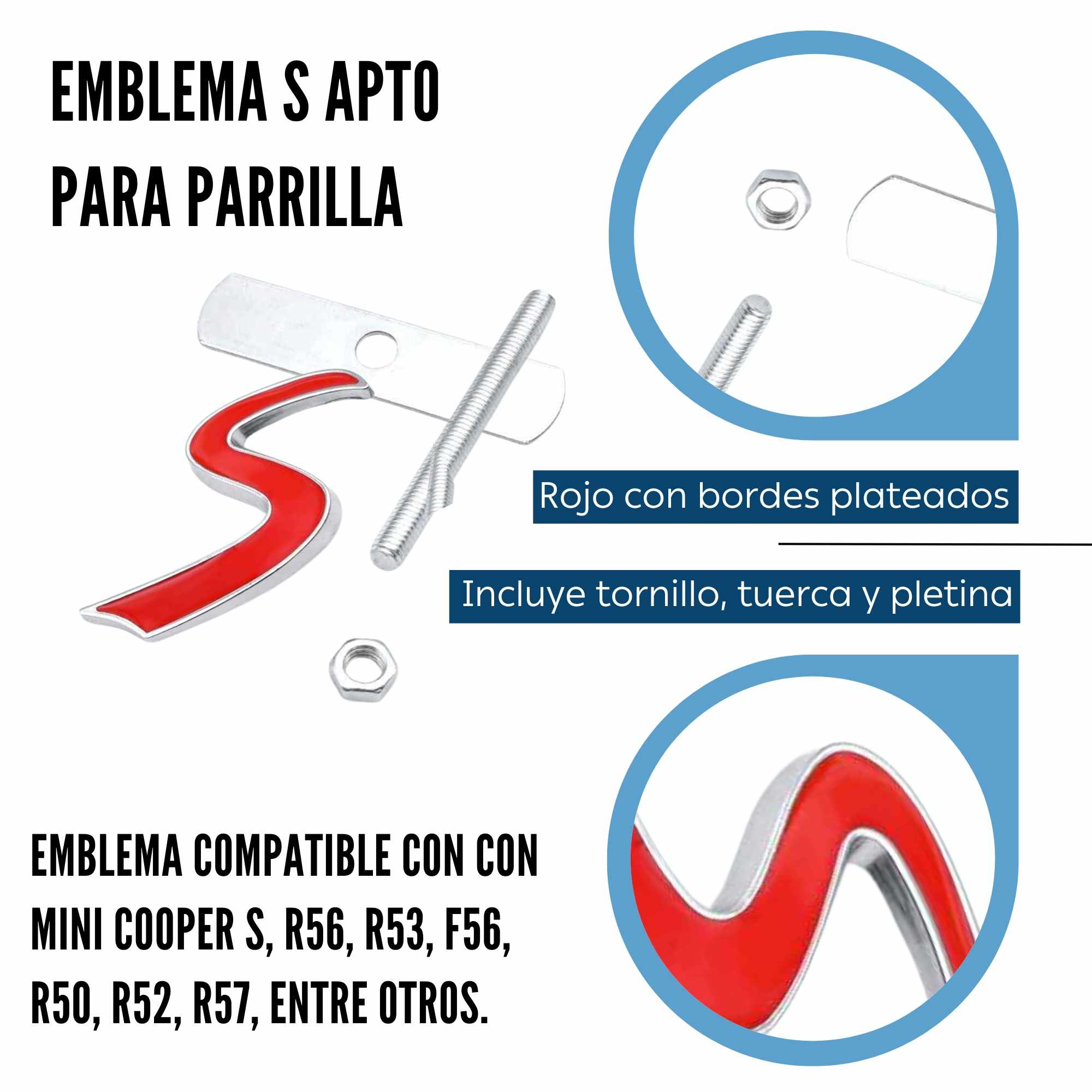 Emblema Logo S parrilla compatible con Mini plateado rojo - imagen 5