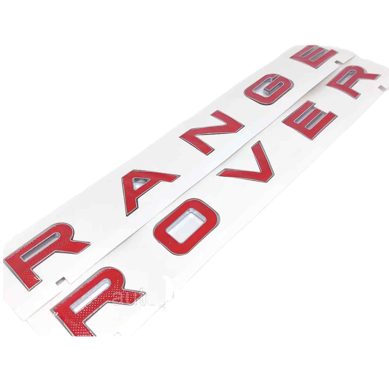 Emblema de letras compatible con Range Rover rojo bordes plata - imagen 1