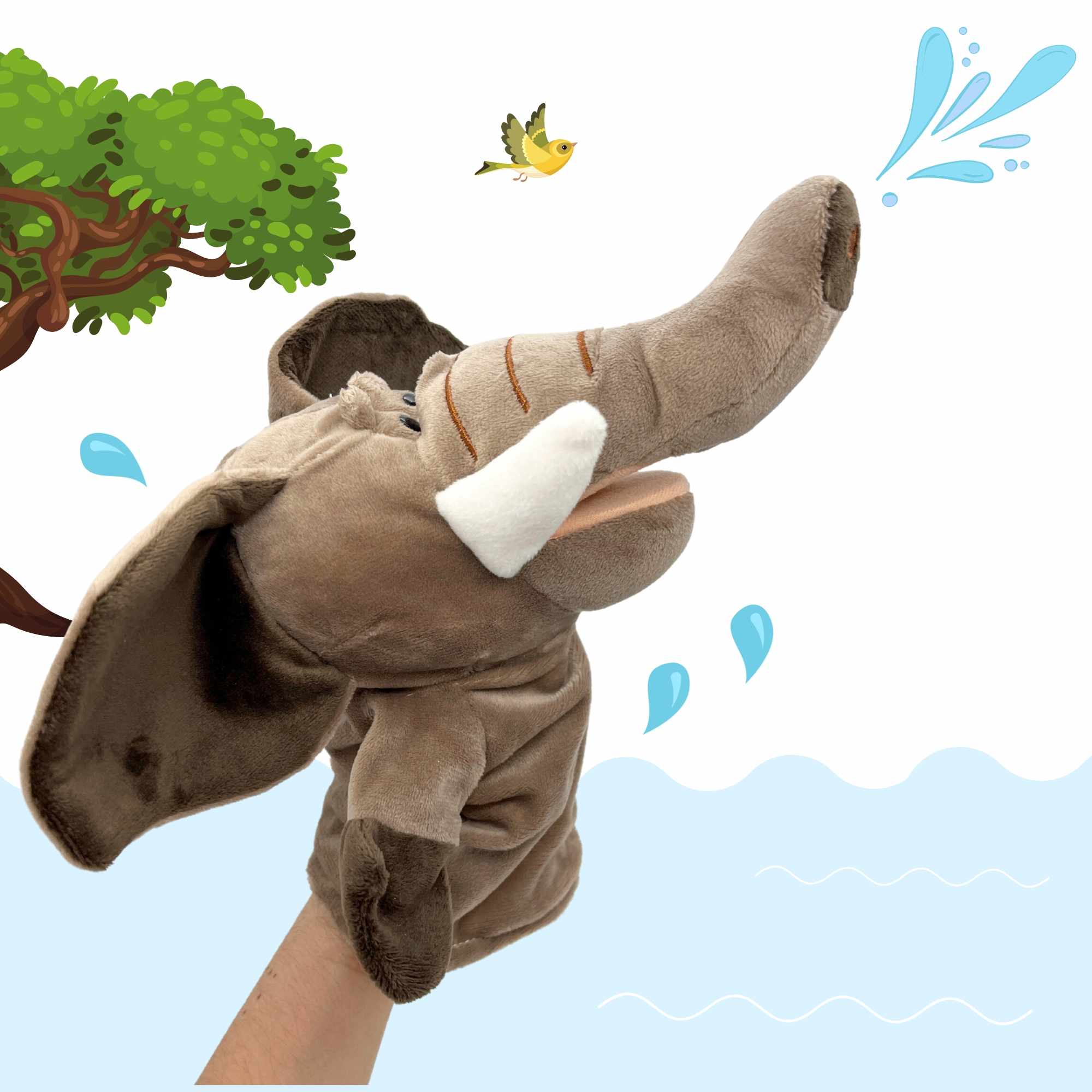 Marioneta mano peluche de elefante - imagen 2