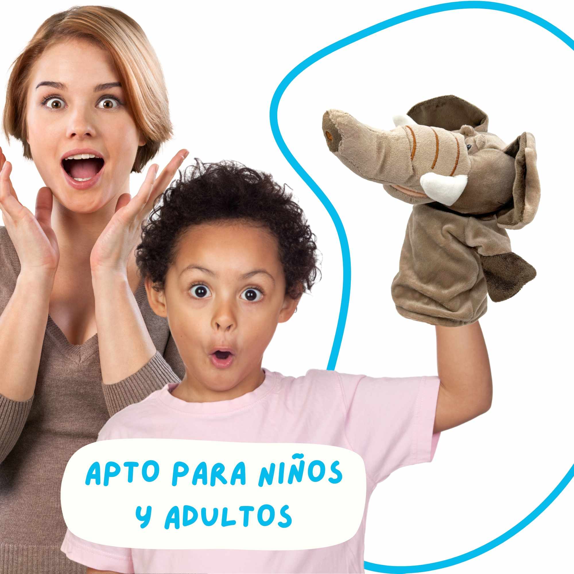 Marioneta mano peluche de elefante - imagen 3