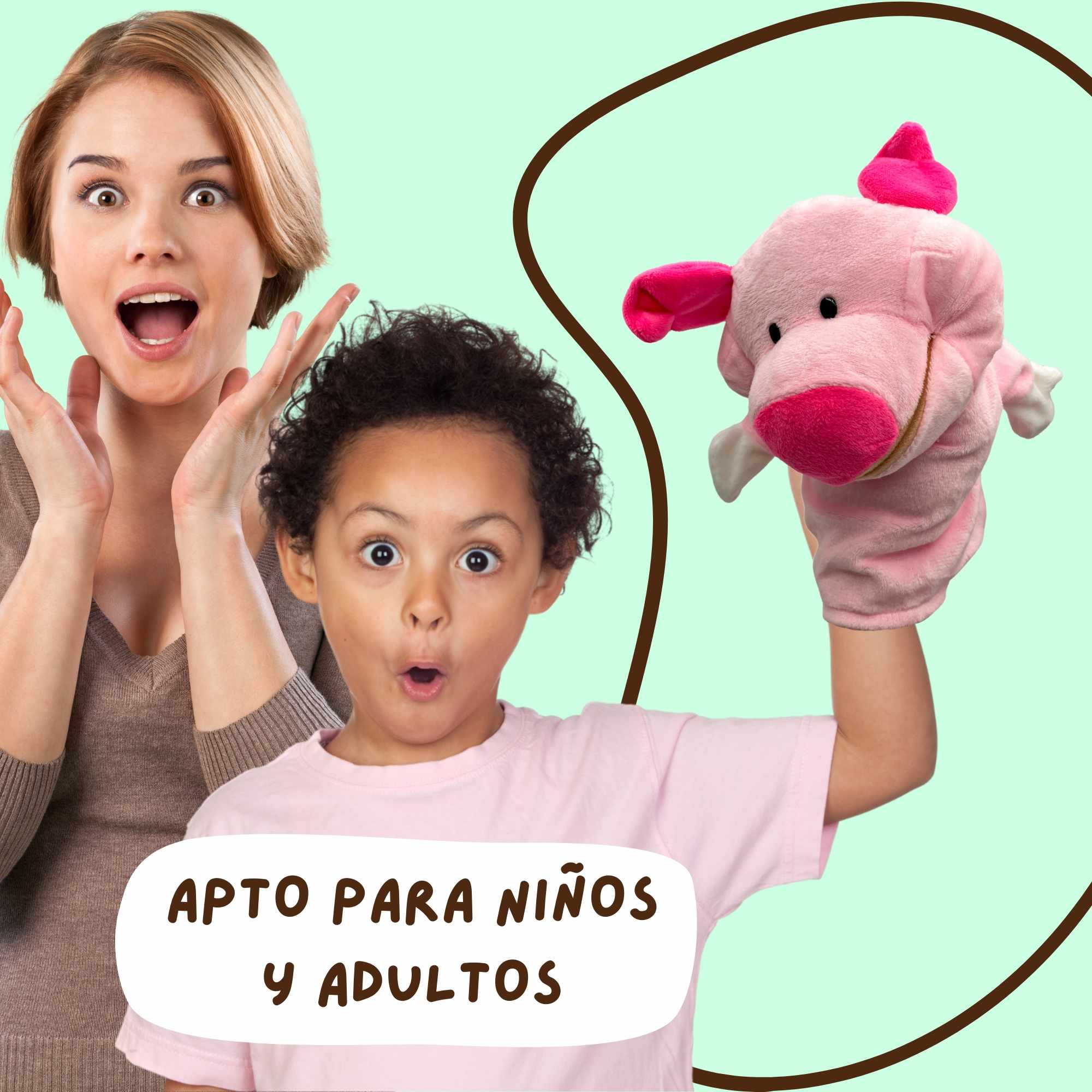 Marioneta mano peluche de Cerdo - imagen 3