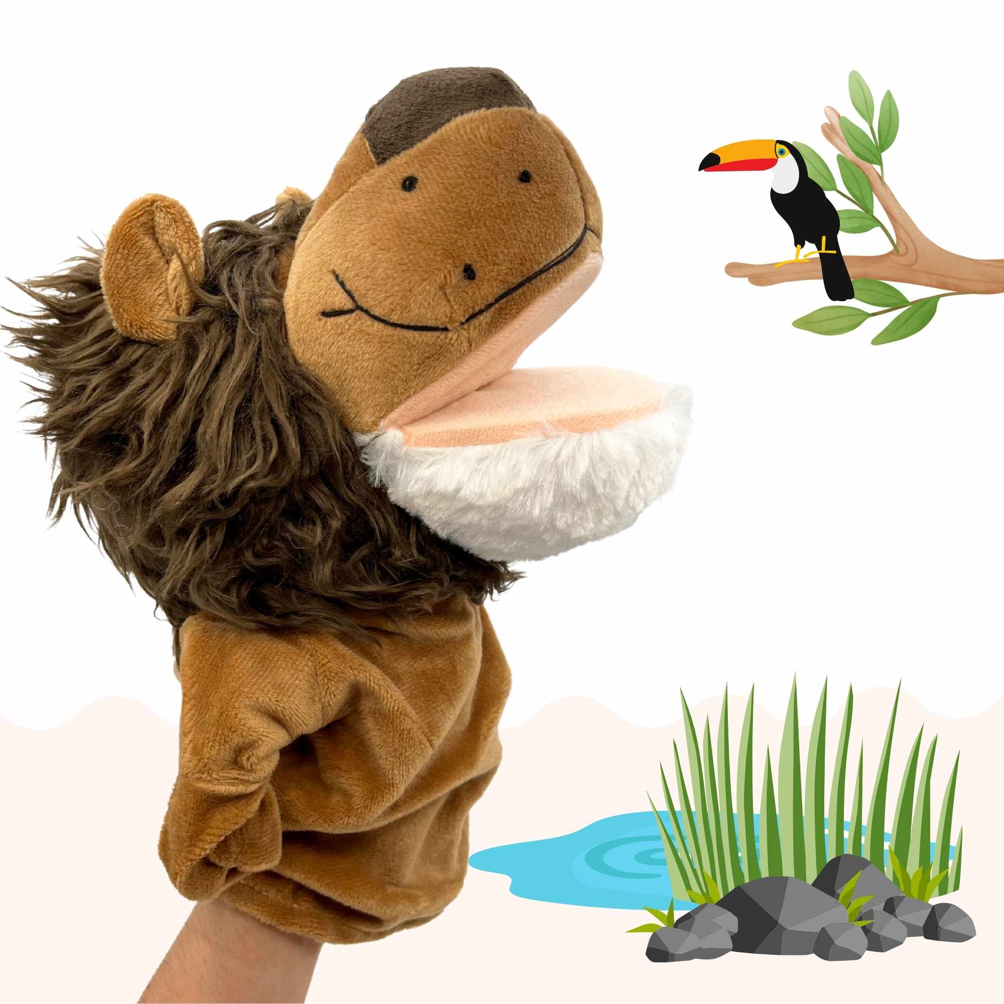 Marioneta mano peluche de Leon - imagen 2