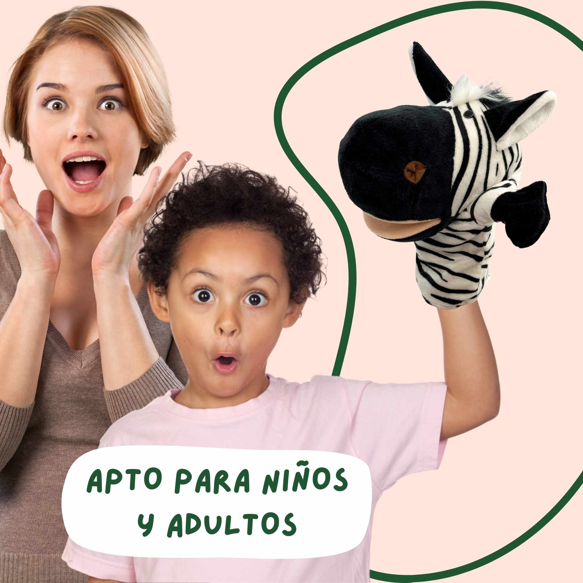Marioneta mano peluche de Zebra - imagen 3