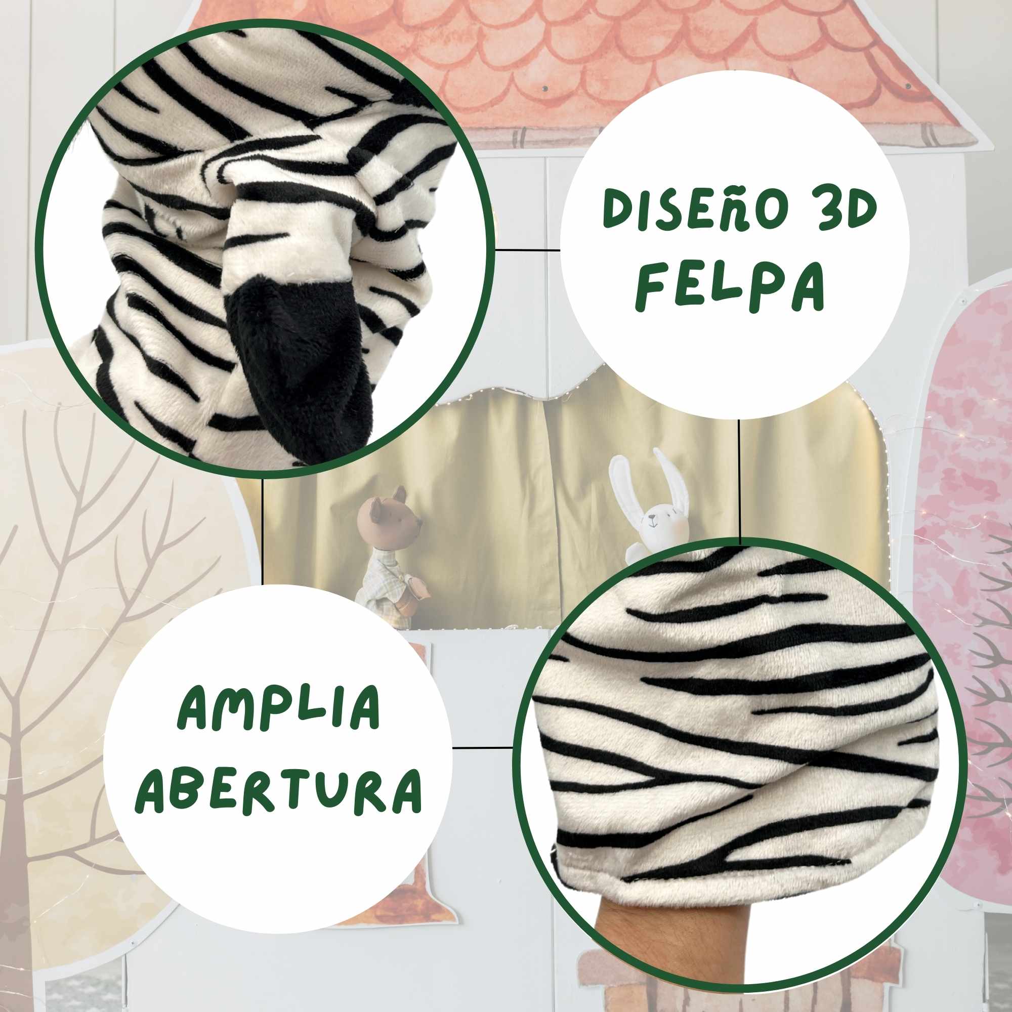 Marioneta mano peluche de Zebra - imagen 5