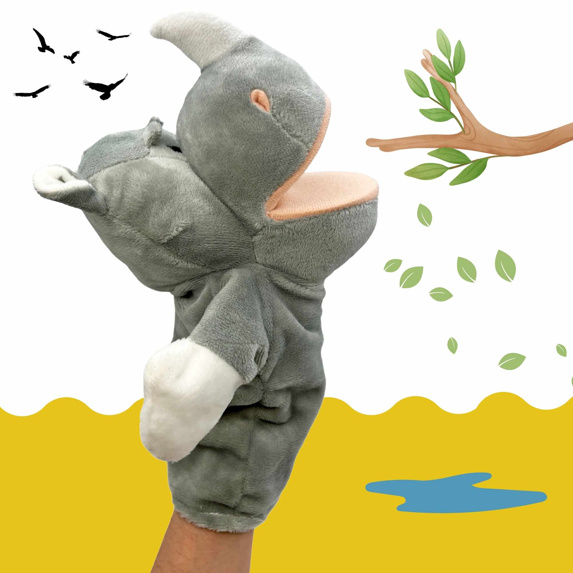Marioneta mano peluche de Rinoceronte - imagen 2