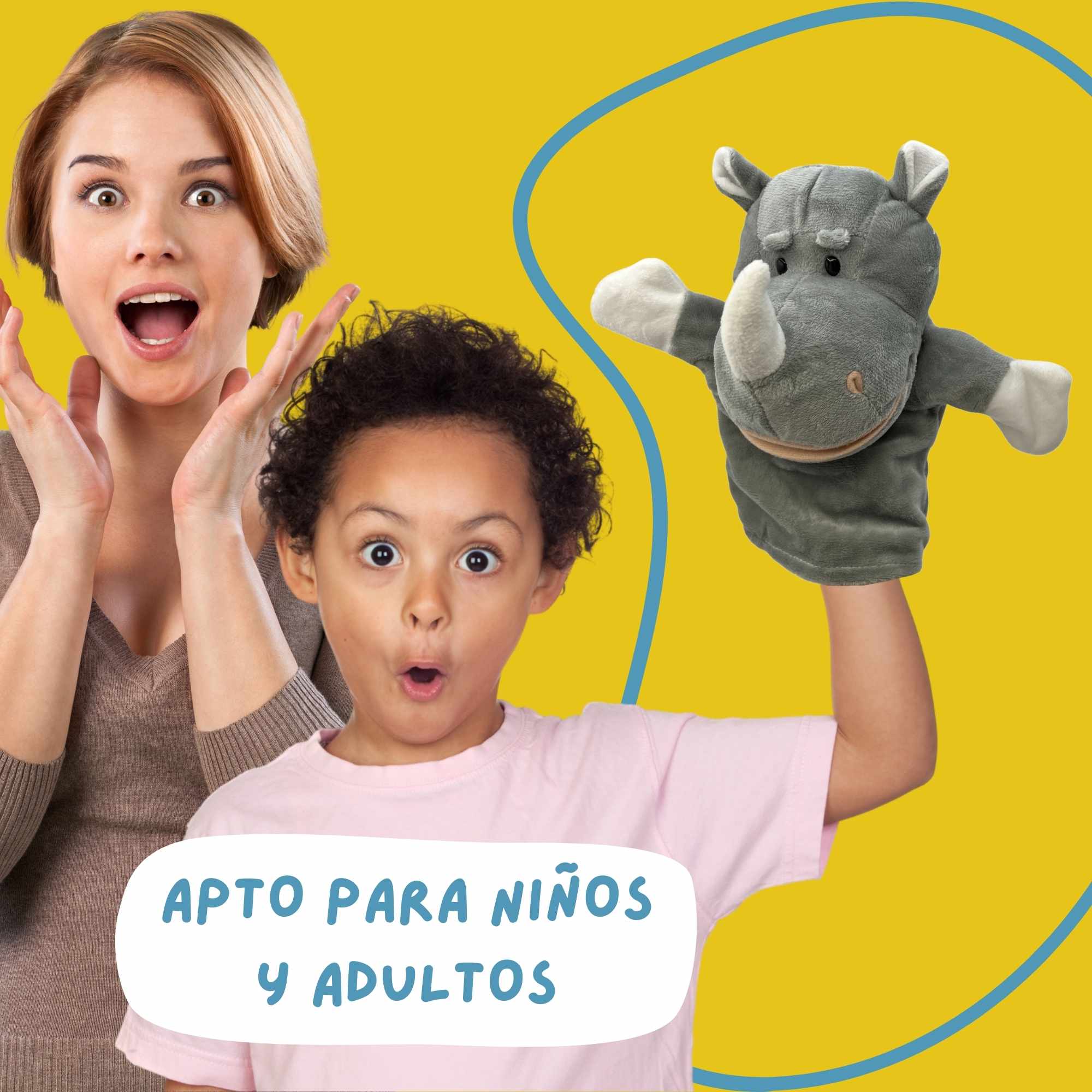 Marioneta mano peluche de Rinoceronte - imagen 3