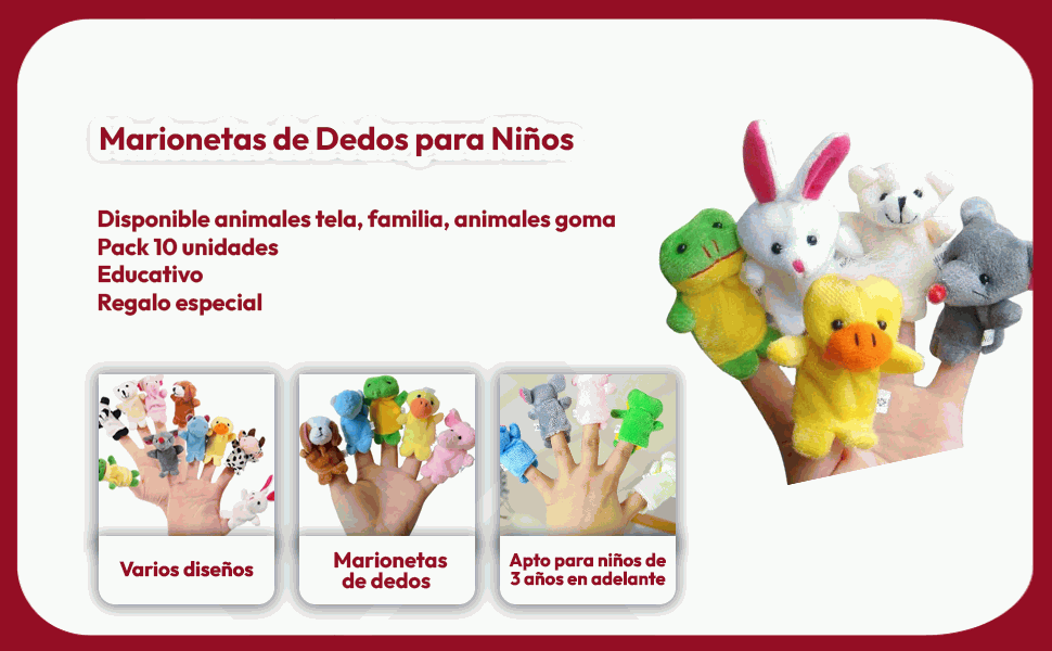 Banner - Marionetas dedos peluche animales 10 unidades