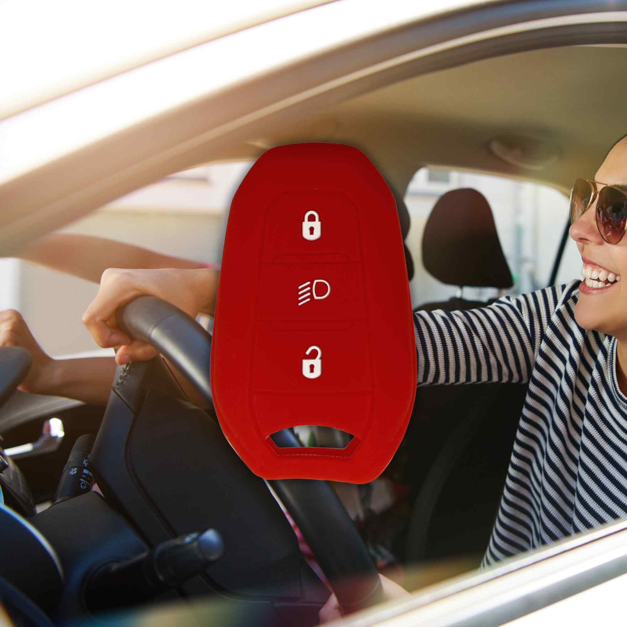 Funda silicona mando llave de coche 3 botones compatible con Peugeot Rojo - imagen 6