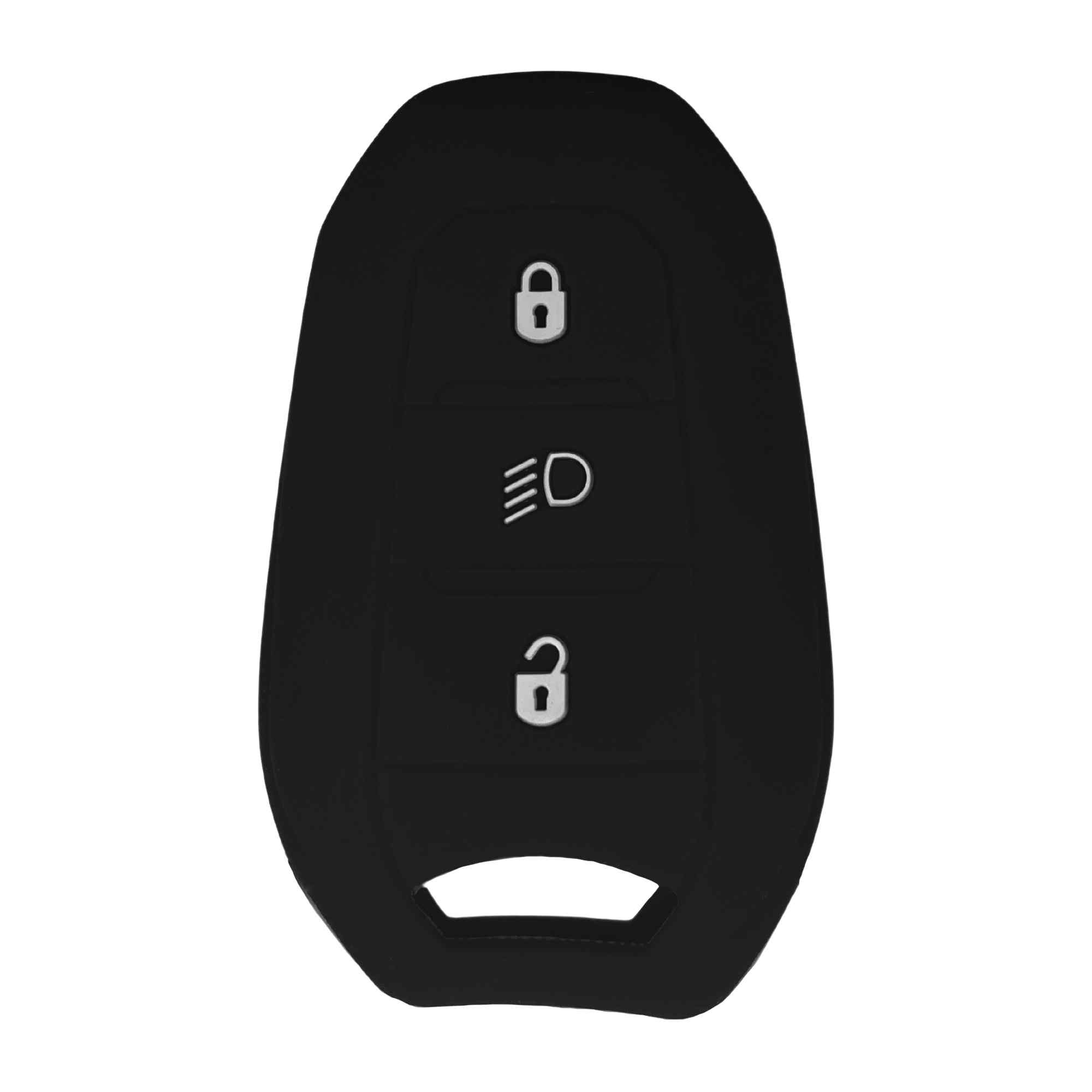 Funda silicona mando llave de coche 3 botones compatible con Peugeot negro - imagen 1