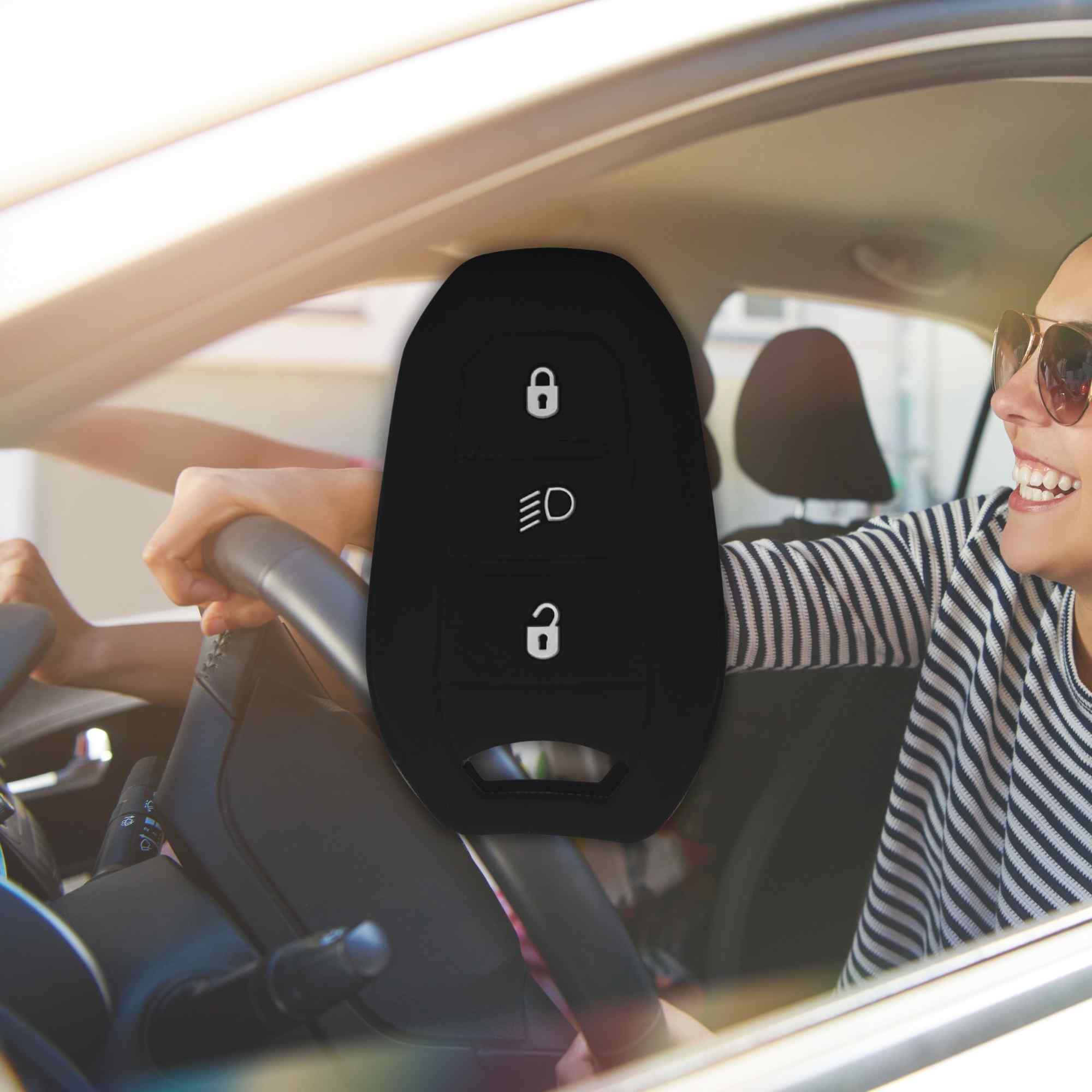 Funda silicona mando llave de coche 3 botones compatible con Peugeot negro - imagen 6