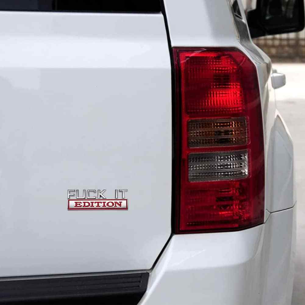 Emblema Fuck it Edition adhesivo lateral o trasero Plateado y rojo Brillante - imagen 2