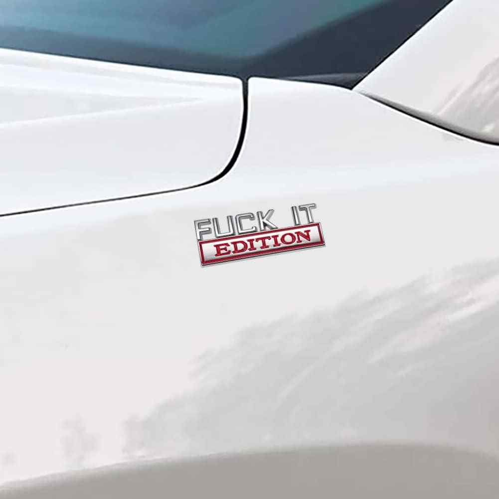 Emblema Fuck it Edition adhesivo lateral o trasero Plateado y rojo Brillante - imagen 4