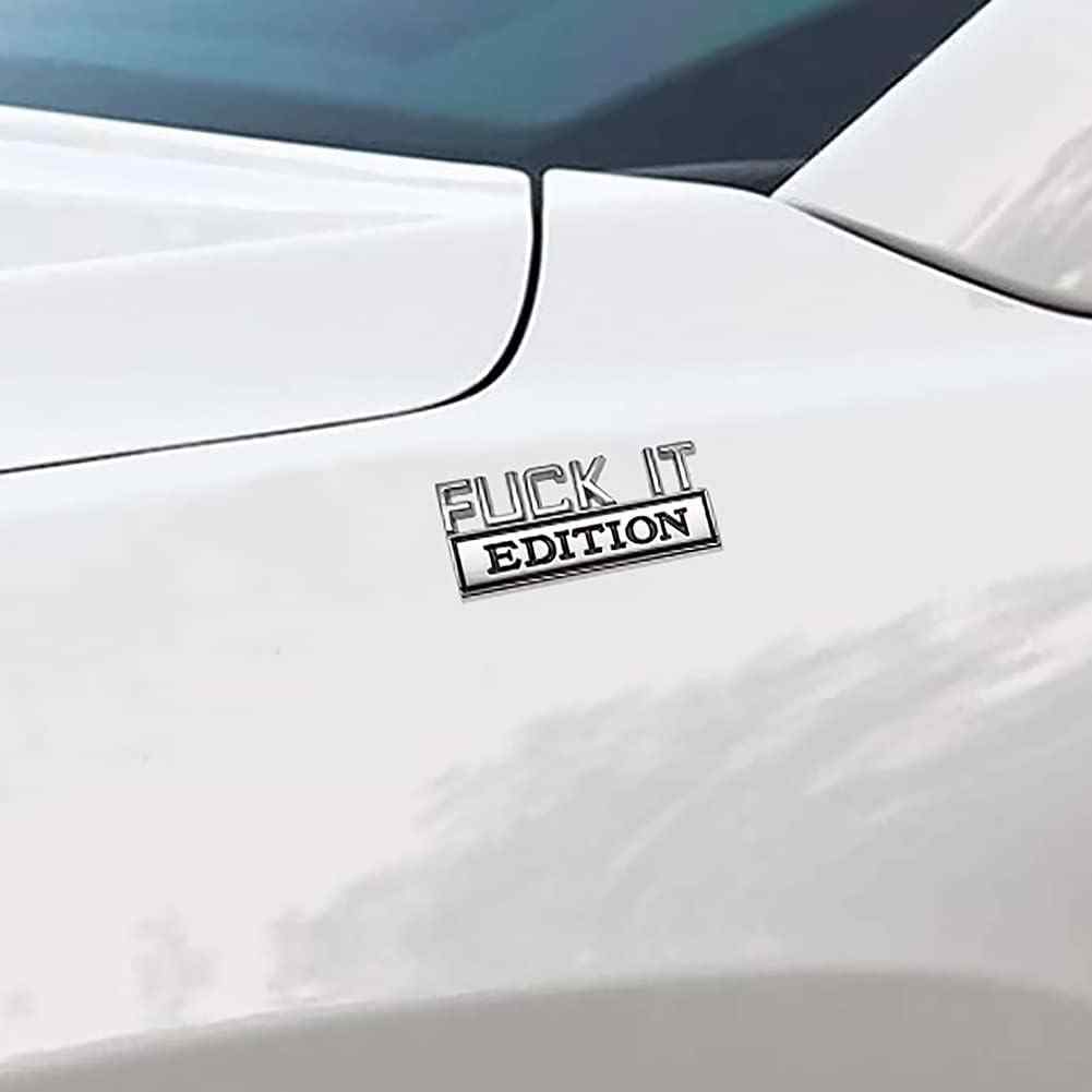 Emblema Fuck it Edition adhesivo lateral o trasero Plateado y Negro - imagen 2